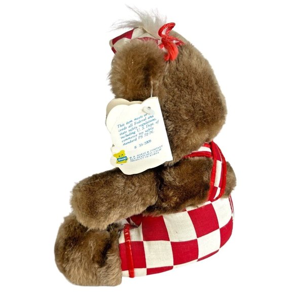 1979 DAKIN Purina Ralston Bear Plush Brown Teddy Stuffed Animal Toy Red White - Picture 4 of 10